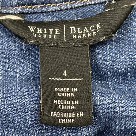 White House Black Market Women’s Blue Denim Button-Front Fitted Jacket Sz 4 - Picture 7 of 9